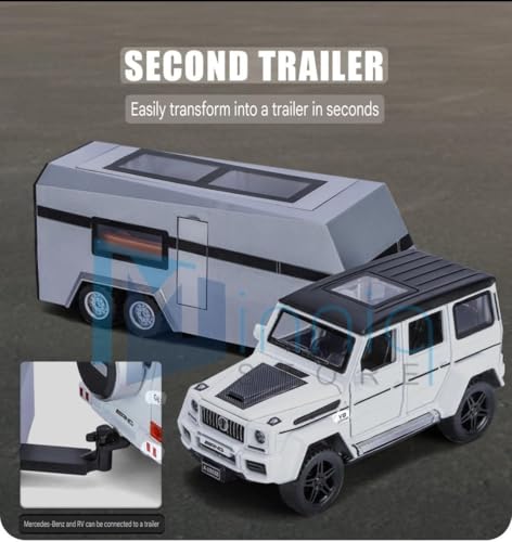 Image of Merceedes Benz G63 with Trailer 1:24 Model Car with Box, Zinc Alloy Pull Back Toy car with Sound and Light for Kids Boy Girl Gift [Colors as Per Stock] (Merceedes Benz G63 with Trailer)