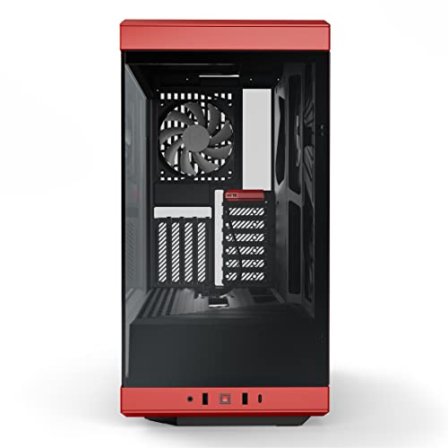 Image of Hyte Y40 Modern Aesthetic Panoramic Tempered Glass Mid-Tower ATX Computer Gaming Case with PCIE 4.0 Riser Cable Included, Red (CS-HYTE-Y40-BR)