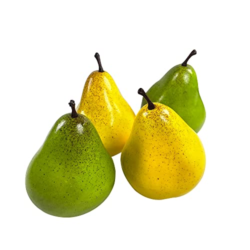 6 Pcs Artificial Pears Set, Lifelike Fake Pear Yellow Pears Artificial Green Pears, Faux Fake Fruits For Home Decoration Party Photography Props #TOP3
