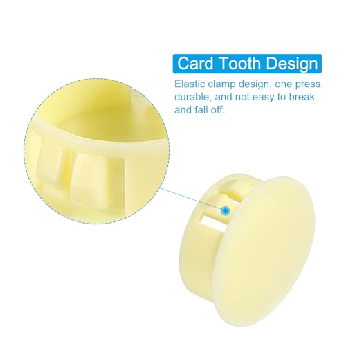 Image of PATIKIL 20Pcs 1 inch Hole Plugs, 1 inch /25mm Plastic Hole Plugs, 20Pcs Flush Type Round Hole Plugs Cover Snap in Locking Hole Tube for Table Kitchen Cabinet Furniture, Pale Yellow