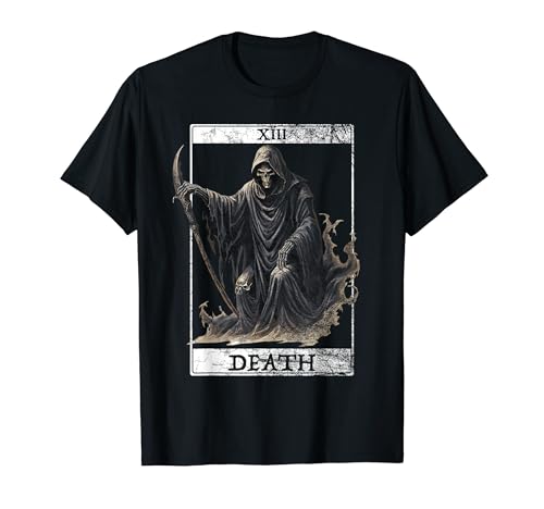 ヴィンテージ デス タロット カード 死神 オカルト悪魔の恐怖 Tシャツ