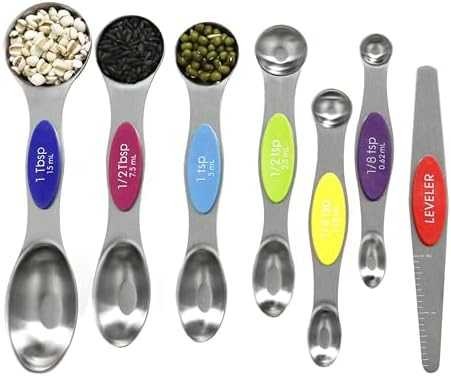 Multicolor Magnetic Measuring Spoons Set with Leveler - Stainless...