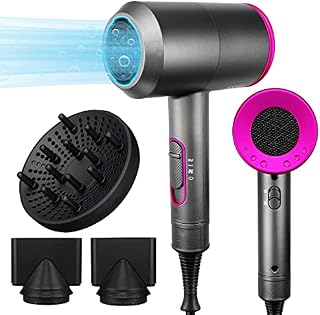 Professional Hair Dryer,JIAABCHOMO 2000W Powerful Ionic Hairdryer with Diffuser Blow Dryer with 2 Speeds, 3 Heating and Cool Button for Women Man Home Travel Salon Curly and Straight Hair