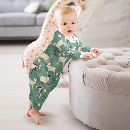 Goats Bushes Green Baby Boy Girl Sleepsuit Cotton Sleeper Gown Newborn Pajamas Nightgowns Infant Clothes, 6-12 Months, 1-Pack4