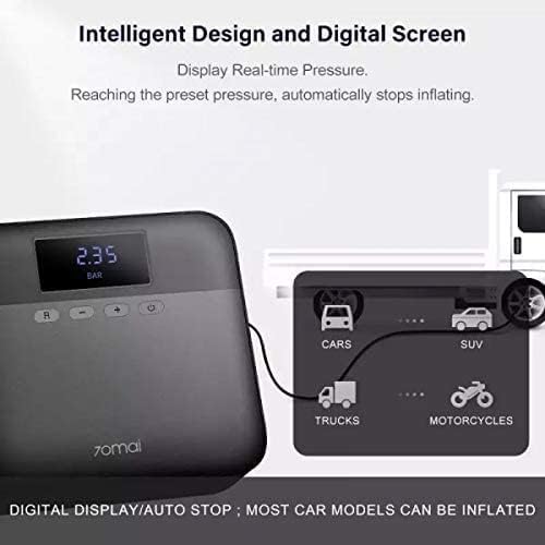 70mai Air Compressor Lite digital screen displaying pressure and auto-stop feature