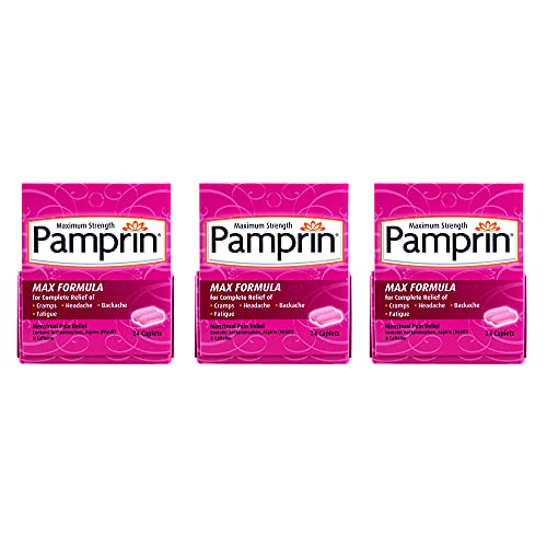 Pamprin Maximum Strength Formula, 24 Caplets (Pack of 3)