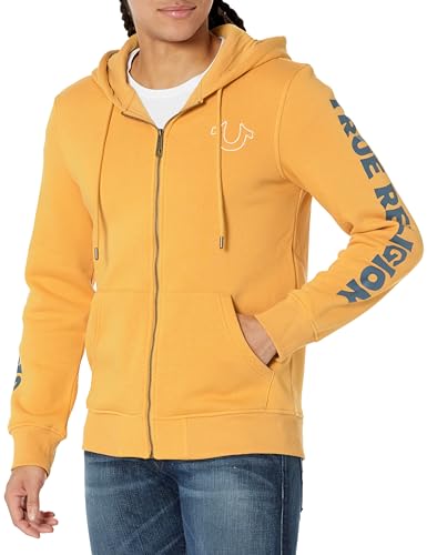 True Religion Men's Antique Zip Up Logo Hoody