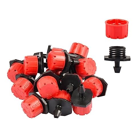 PRUNkuar 100Pcs 360 Degree Adjustable Irrigation Drippers Sprinklers, 1/4 Inch Emitters Drip for Watering System Cover