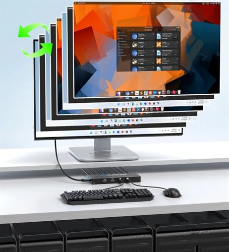 Image of ETZIN 8 Port HDMI KVM Switch 8x1, 4K@60Hz Ultra HD, Control 8 Computers with 1 Monitor, IR Remote Control, 3 USB Ports, 8 KVM Cables Included, Hotkey Switching EPL-1598H