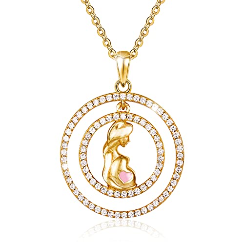 Collier maman avec cœur rose pour révéler le sexe du bébé lors d'une baby shower