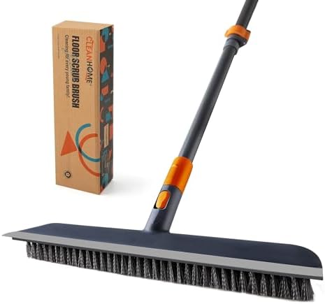 CLEANHOME Schrubber mit Stiel,Bodenbürste und Bodenabzieher 2-in-1 | 30CM Breite Bürste mit Harten Borsten zum Reinigen von Fußböden, Fliesen,Abzieher zum Entfernen von stehendem W
