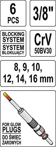 Yato YT-0534 - sumado Glow Plug Socket Set 6pcs, Chrome, Variety Pack - Image 5