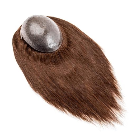 adorno para el cabello Postizo capilar masculino de 18 x 23 cm, con inyección piel, 35 a 40 largo y cabello humano liso. Prótesis masculina(16 inches)