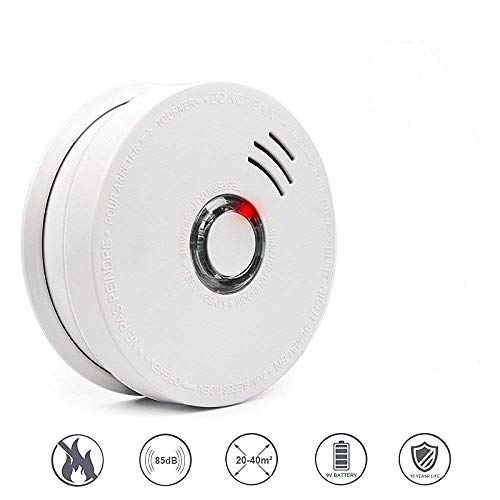 Fire Alarms, Photoelectric Smoke and Fire Alarm with Light Sound Warning 9V Battery