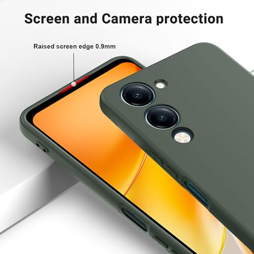 Image of Back Cover for iQOO Z10 Lite 5G | Full Camera Protection | Premium Liquid Silicon Case | Flexible Bumper Case for iQOO Z10 Lite 5G /Vivo Y04 4G /Y19e 4G /Y19 5G /Y29s 5G /T4 Lite 5G(Military Green)
