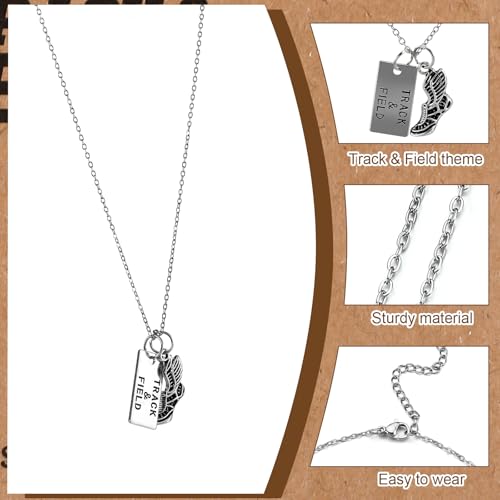 Tondiamo 24 Set Track&field Necklace Gifts Bulk Adjustable Running Shoe Charm Necklace with Inspirational Card Track and Field Accessories Marathon Cross Country Running Gifts for Team Coach Player