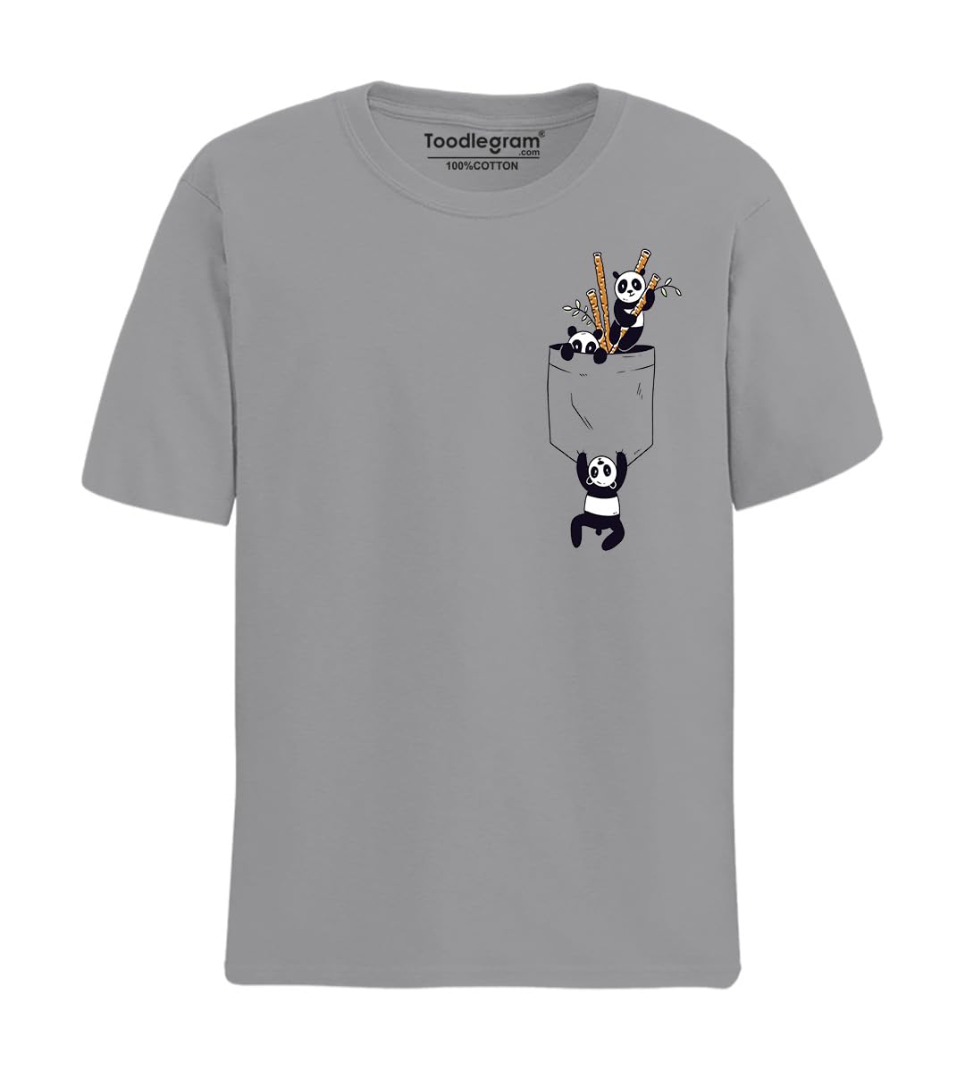 ToodlegramPlus Size T-Shirt, Pocket Panda Unisex T-Shirt, Round Neck, Regular