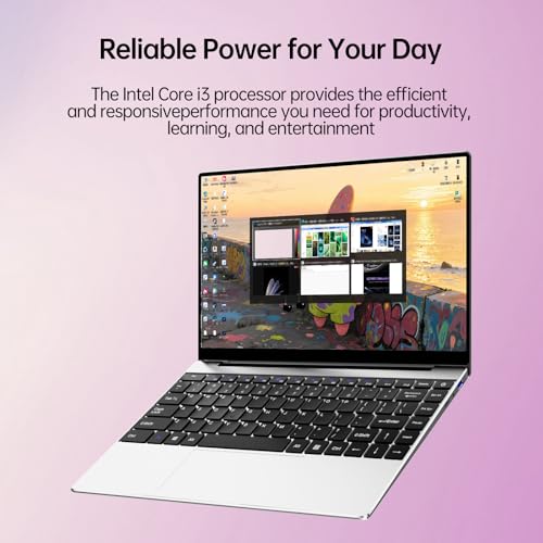 Image of 2026 14'' Laptop Compatible with Windows 11, i3-6100U Processor, 8GB RAM, 256GB SSD, 32GB+2TB Expandable, 1080p FHD IPS Display, USB3.2 Gen1, WiFi5, Bluetooth5, Mini-HDMI, TF Card Slot, Silver