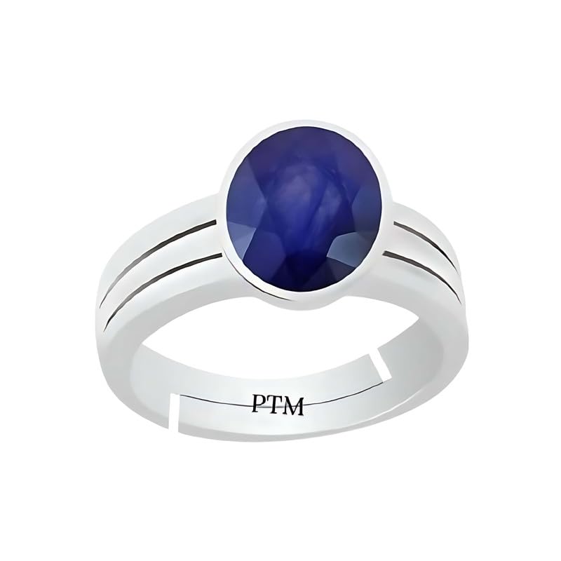 925 Sterling silver Blue Sapphire (Neelam) 3.25 to 10.25 Ratti or 3.00 to 9.50 carat Astrological Gemstone Bis hallmark Adjustable Ring for Men women
