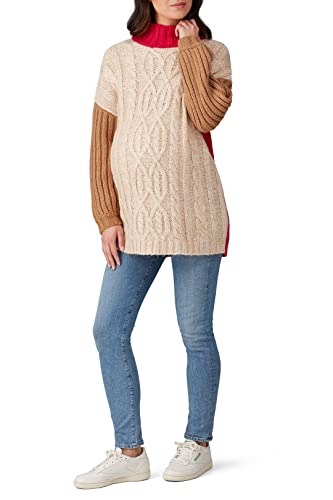 Image of Moon River Women's Colorblock Oversized Turtleneck