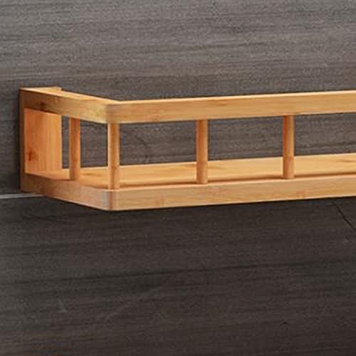 Exquisitos estantes de baño, carrito de ducha, estante de especias, madera de bambú, baño, cocina, estante de almacenamiento de pared, sin perforaciones, para colgar en la pared, condimento, organizad