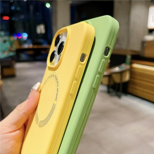 Coque iPhone 14 Pro Max jaune silicone anti-choc et charge sans fil