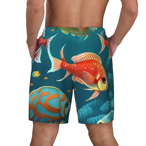 Men's Ocean Underwater Fish Print Quick-Dry Mesh Swim Trunks Stretch Lining Beach Shorts Surfing Summer Vacations3