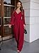 Pink Queen Women's Semi-formal Jumpsuits Elegant Long Sleeve Wrap V Neck Wide Leg Party Rompers Red M