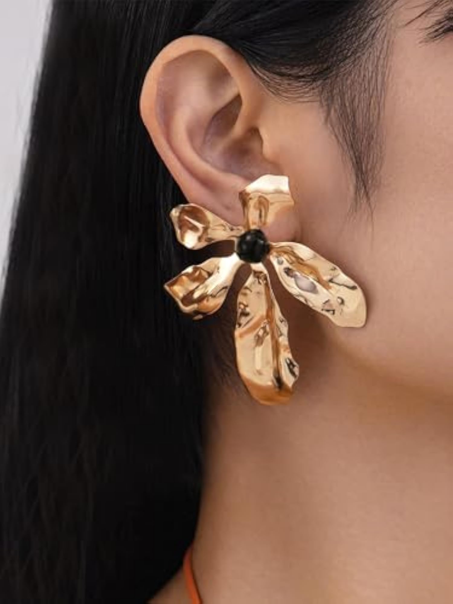 Bohey by Statement Toned Sculpted Floral Stud Earrings