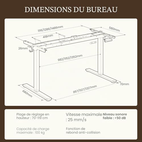FLEXISPOT E1 Pro Bureau Assis Debout Électrique à 2 Moteurs – vue 2