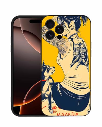 for iPhone 15 Pro Max Case Girls and Dog Retro Phone Case Full Cover Soft Anti-Scratch Shockproof Protective Phone Case Slim Thin Cover,6.7 Inch