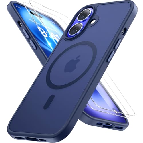 Miracase für iPhone 16 Hülle für Magsafe[mit Panzerglas] [TOP Militärschutz & Magnetkraft] Stoßfest Kratzfest mit Samtig...
