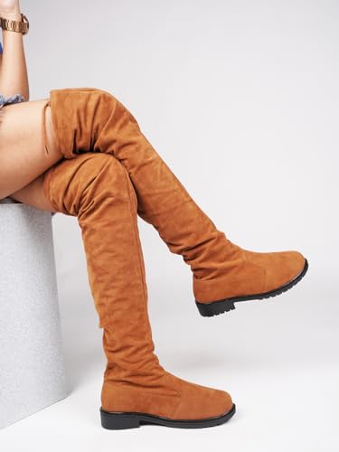 Image of JM LOOKS women Fashion Solid Heels Long Boots Over Knee High Boots Pull On Heels Stylish For Womens & Girls