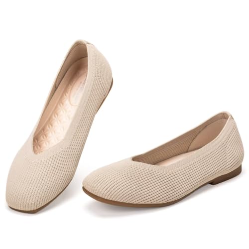 Image of Frank Mully Women Square Toe Flat Shoes Comfortable Knitted Flats