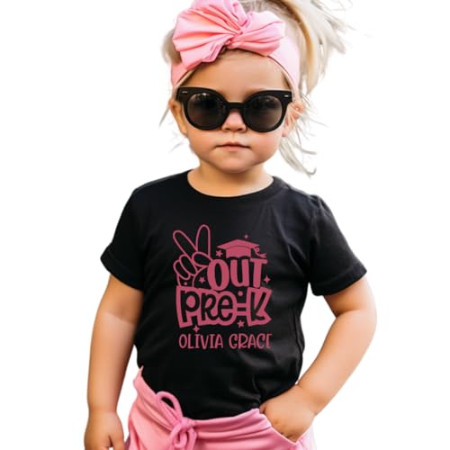 Personalized Peace Out Preschool Shirt, Kindergarten Graduation Shirt For Toddler Girl, Boy, Graduation Gifts For Preschoolers, 1st Grade to All Grades, Kids Graduation Shirt For Last Day Of School.