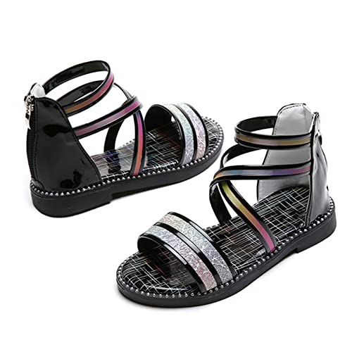 Shoes for Kids,Girls Sandals with Zipper Strappy Sandals Toddler Princess Shoes Dress Shoes 2-12 Years
