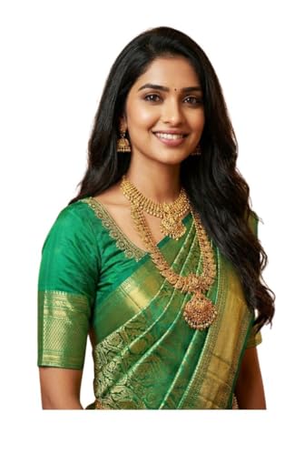Image of VFCollections Women's Kanchipuram Silk Pure Pattu Sarees With Blouse
