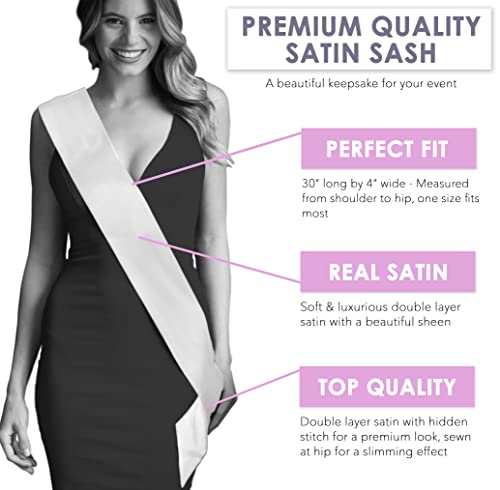 Cheer Senior Sash Silver and White - PREMIUM GRADE SATIN Sashes - Cheerleader Gifts for Seniors4