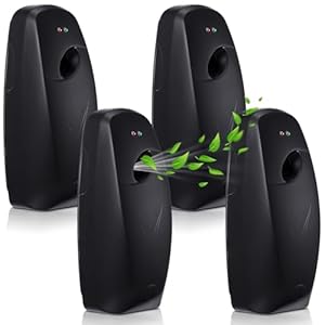 Maxcheck 4 Pcs Automatic Air Freshener Spray Dispenser Wall Mounted Automatic Spray Dispenser Air Freshener Spray for Bathroom Battery Operated Free Standing for Room Restroom Sprayer(Black)