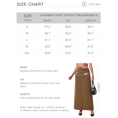 Cicy Bell Women's High Waisted Maxi Skirts Casual Back Split Office Work Long Skirt - Image 7