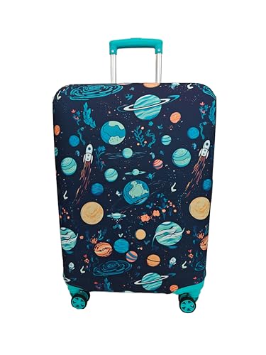 Image of Printed Travel Luggage Cover for Suitcase - Stretchable & Scratchproof Trolley Bag Protector (1, Space Rocket, Large)