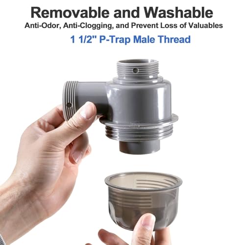 QruiLanTu Sink Trap 1 1/2\'\' P-Trap Replacement Upgrade Visible Removable Easy to Clean Drain Valve Suitable for Kitchen, Bathroom, Garbage Disposal Sink Drainage Pipe Accessories(Male Thread)
