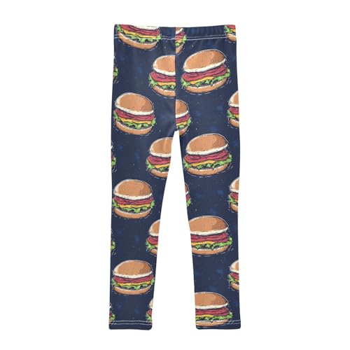 Hamburger Cartoon Food Girls Casual Leggings for Kids Printed Long Pant Bottoms Stretch and Soft2