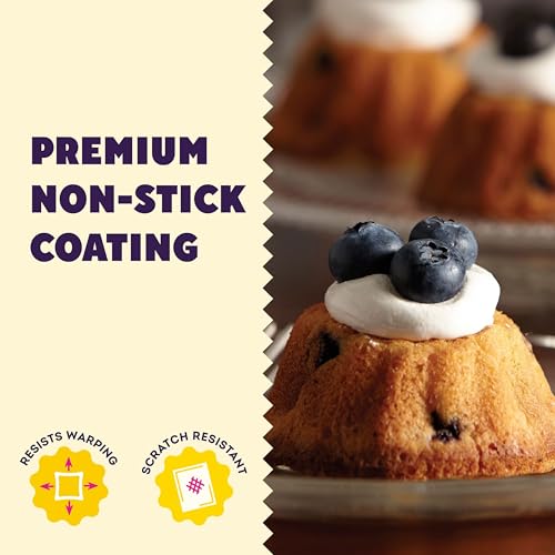 Wilton Gold Non-Stick Bakeware Mini Fluted Pan - Baking Pan for Mini Bundt Cakes, Donuts & More - Made Without PFAS & Scratch Resistant - Offers Even Heat Distribution - 16.5 x 11 Inch, 12 Cavity by Wilton - Image 5