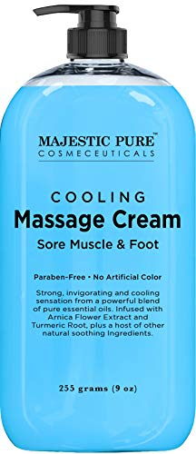 MAJESTIC PURE Cooling Foot and Muscle Massage Cream - for Sore Muscle, Body