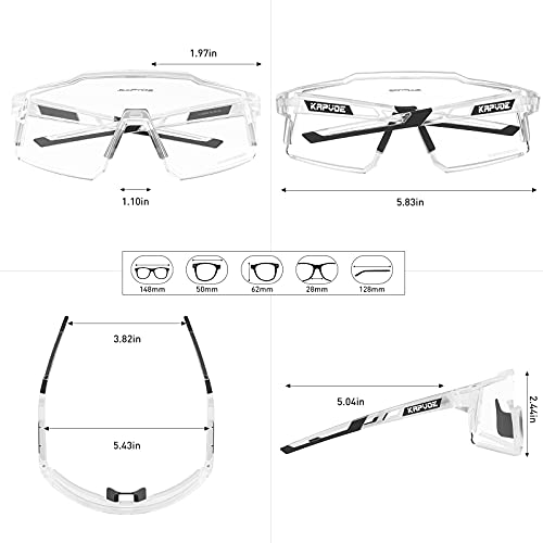 Image of KAPVOE Photochromic Cycling Glasses MTB Clear Mountain Bike Transition Bicycle Sunglasses for Men Women - K9022