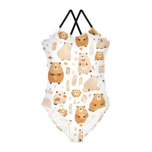 KLL Celebrate Holiday Canada Day Beavers Elements Toddler Girl One Piece Swimsuits Summer Swimwear Adjustable Strap Cute