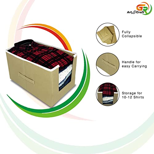 Image of GR Art&Craft inchOrganize Your Space inch Non Woven Shirt Stacker /Shirt Organizer /Wardrobe Organizer /Cloth Organizer /Cloth Cover- 6 Pcs Combo (Beige)