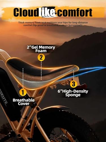 Image of Electric Dirt Bike Adults, 1300W Peak 52V20.8Ah ebike, 20+MPH 20 inch x4.0 Fat Tire, Streamlined E-Motorcycle with 7 Speeds for Youths, V200，Blue with Rear Rack + Footrests