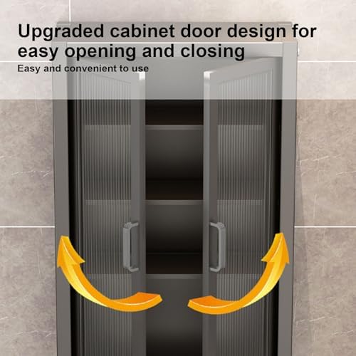 Wall-Mounted Bathroom Storage Cabinet - Space-Saving, No Drill Design for Toilets & Washbasins, Kitchen Organizer with Metal Doors, Multi-Functional Storage Solution (40x15x71CM)